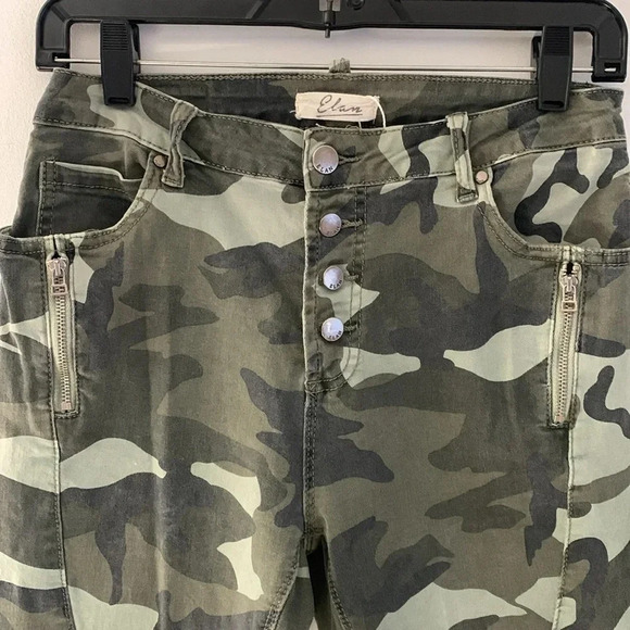 Elan Camo Camoflauge Button Fly Utility Zipper Stretch Skinny Jean Size M - Picture 3 of 11